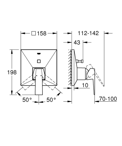 Grohe Allure Brilliant Ankastre Banyo Duş Bataryası 2 çıkışlı divertörlü- 24072000 - Thumbnail