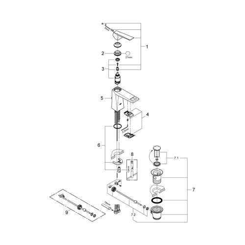 Grohe Allure Brilliant Tek Kumandalı Lavabo Bataryası M-Boyut Brushed Hard Graphite - 23029AL0 - Thumbnail