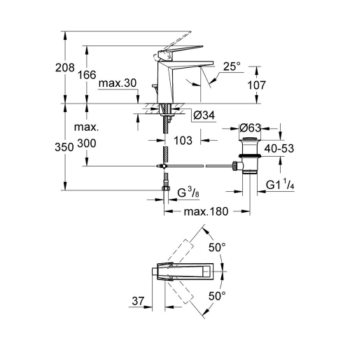 Grohe Allure Brilliant Tek Kumandalı Lavabo Bataryası M-Boyut Brushed Hard Graphite - 23029AL0 - Thumbnail