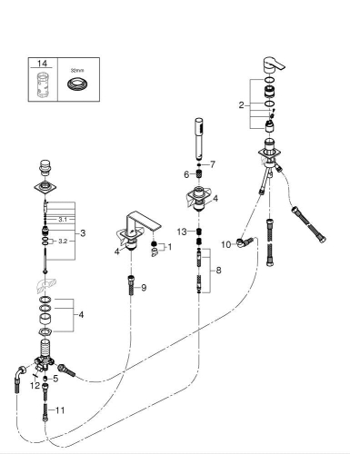 Grohe Allure Dört Delikli Küvet Bataryası - 19316001 - Thumbnail