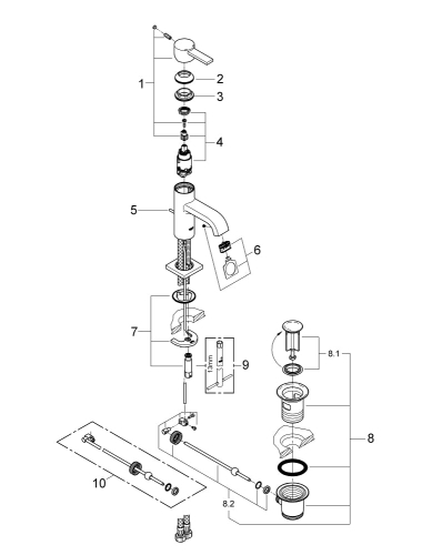 Grohe Allure Tek Kumandalı Lavabo Bataryası M- Boyut - 32757000 - Thumbnail