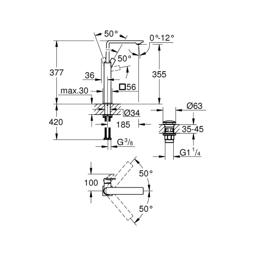 Grohe Allure Tek Kumandalı Lavabo Bataryası Xl-Boyut - 23403001 - Thumbnail