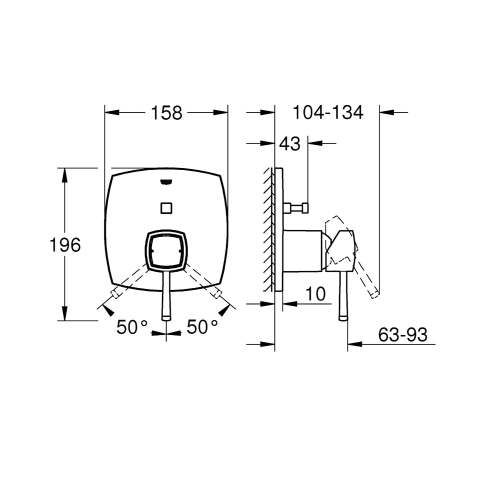 Grohe Ankastre Banyo Bataryası 2 Çıkışlı Grandera Krom - 24068000 - Thumbnail