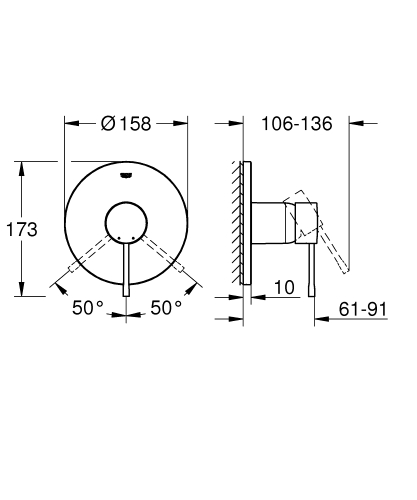 Grohe Ankastre Duş Bataryası 1 Çık. Essence Brushed Cool Sunrise - 24057GN1 - 10
