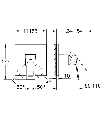 Grohe Ankastre Duş Bataryası 1 Çıkışlı Eurocube SuperSteel – 24061DC0 - 4