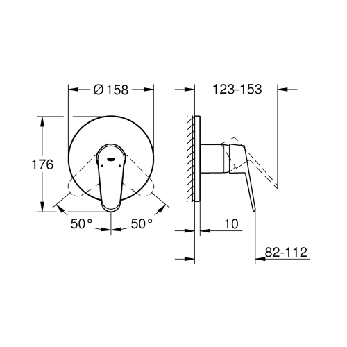 Grohe Ankastre Duş Bataryası 1 Çıkışlı Eurodisc Krom - 24055002 - Thumbnail