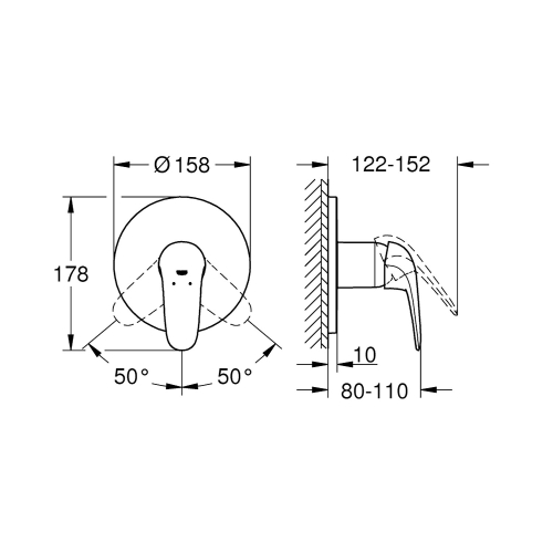 Grohe Ankastre Duş Bataryası 1 Çıkışlı Eurostyle Krom - 24046003 - Thumbnail