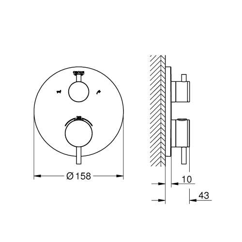 Grohe Ankastre Termost. Banyo Bat. 2 Çıkışlı Atrio Krom- 24138003 - Thumbnail