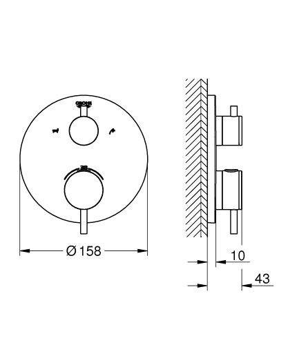 Grohe Ankastre Termost. Banyo Bat. 2 Çıkışlı Atrio Krom- 24138003 - Thumbnail