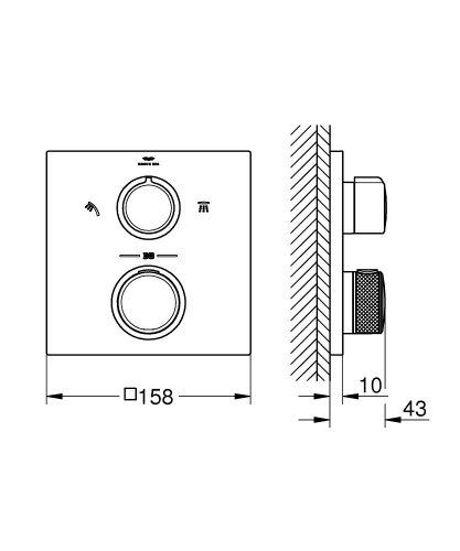 Grohe Ankastre Termostatik Banyo Bataryası 2 Çıkışlı Allure Br. Cool Sunrise - 29181GN2 - 5