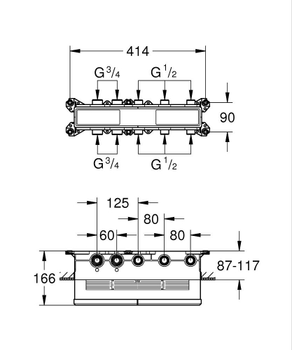 Grohe Aqua Tiles Ankastre Termostatik Montaj Gövdesi 3 Çıkışlı – 1068690000 - Thumbnail