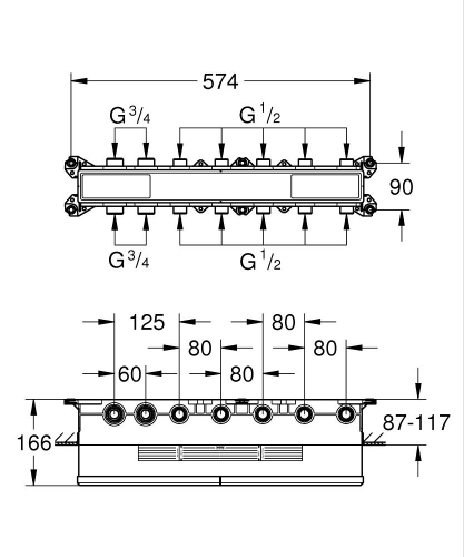 Grohe Aqua Tiles Ankastre Termostatik Montaj Gövdesi 5 Çıkışlı – 1068820000 - Thumbnail