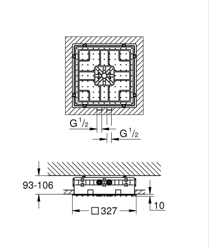 Grohe Aqua Tiles Gömme Tavan Duşu Montaj Gövdesi – 1049799990 - Thumbnail