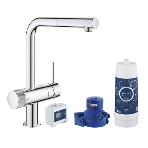 Grohe Arıtmalı Spiralli Eviye Bataryası Blue Minta Krom- 30382000 - Thumbnail