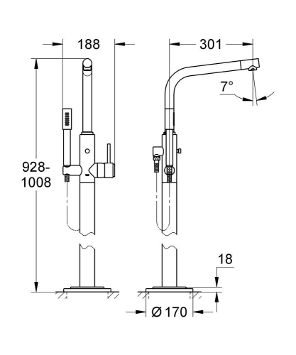 Grohe Atrio Ayaklı Küvet Bataryası Zemine Monte - 32135001 - Thumbnail