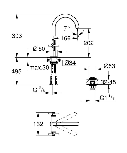 Grohe Atrio Lavabo Bataryası - 21019GL3 - Thumbnail
