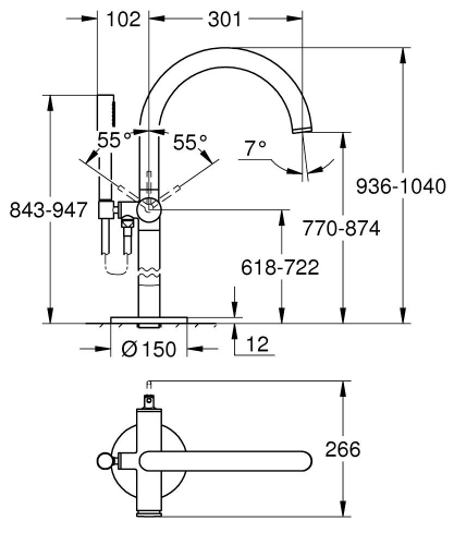 Grohe Atrio Yerden Küvet Bataryası Brushed Warm Sunset – 24368DL0 - Thumbnail