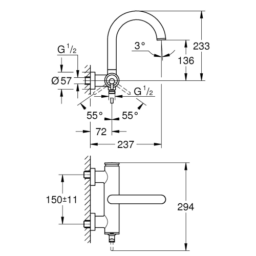 Grohe Banyo Bataryası Atrio Krom - 32652003 - Thumbnail