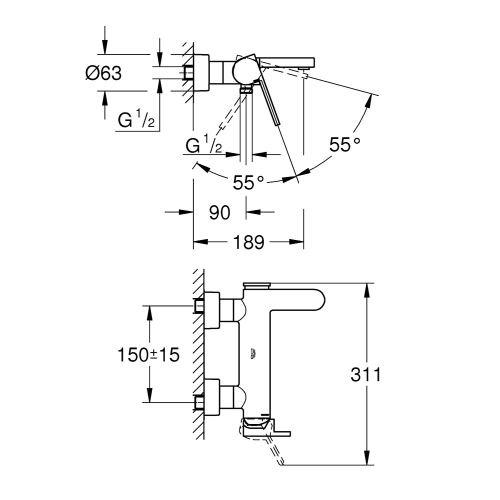 Grohe Banyo Bataryası Plus Krom - 33553003 - Thumbnail