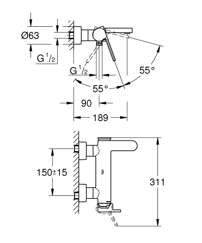 Grohe Banyo Bataryası Plus Krom - 33553003 - Thumbnail