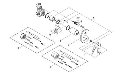 Grohe Bau Loop Ankastre Banyo/Duş Bataryası - 29041000 - Thumbnail