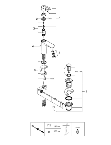 Grohe Bau Loop Tek Kumandalı Lavabo Bataryası M- Boyut - 23762000 - Thumbnail