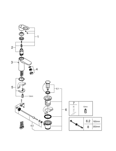 Grohe Bau Loop Tek Kumandalı Lavabo Bataryası S- Boyut - 23335000 - Thumbnail