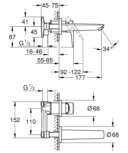 Grohe Bauedge İki Delikli Lavabo Bataryası 20474001 - 5