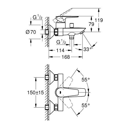 Grohe Bauedge Tek Kumandalı Banyo Bataryası 23605001 - 5