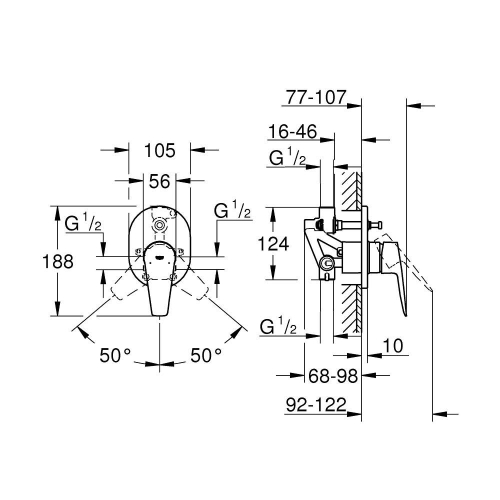 Grohe Bauedge Tek Kumandalı Banyo Bataryası 29039001 - 5