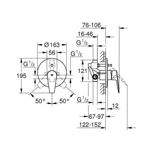 Grohe Bauedge Tek Kumandalı Banyo Bataryası 29079001 - 6