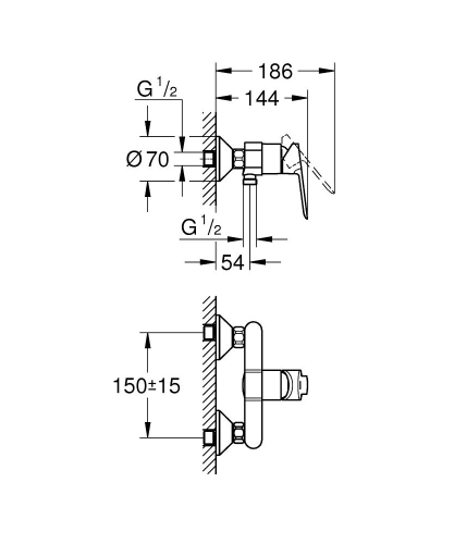 Grohe BauEdge Duş Bataryası- 23636000 - 2
