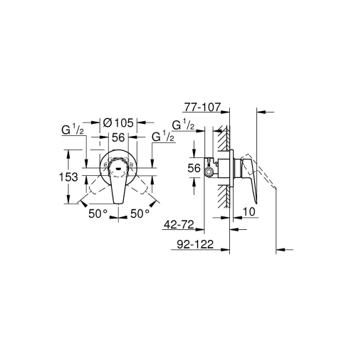 Grohe Bauedge Tek Kumandalı Duş Bataryası - 29040001 - 4