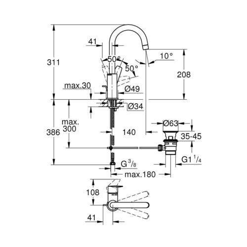 Grohe Bauedge Tek Kumandalı Lavabo Bataryası 1/2"
L-Boyut - 23760001 - 3