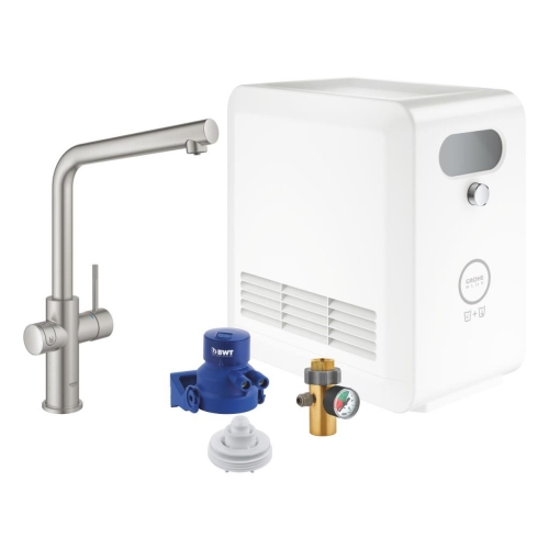 Grohe Blue Professional Arıtmalı İçme Suyu ve Soda Yapan Eviye Bataryası Super Steel - 31347DC3 - 2