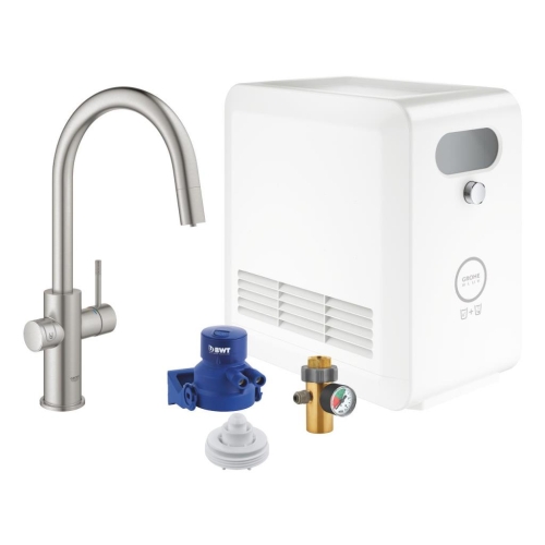 Grohe Blue Professional Arıtmalı İçme Suyu ve Soda Yapan Spiralli Eviye Bataryası Super Steel - 31325DC2 - 3