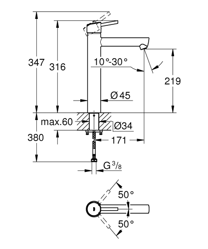 Grohe Çanak Lavabo Bataryası Concetto XL Boyut Krom - 23920001 - Thumbnail