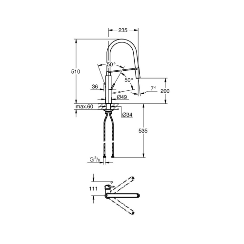 Grohe Concetto Professional Tek Kumandalı Eviye Bataryası SuperSteel - 31491DC0 - 5