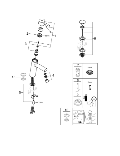 Grohe Concetto Tek Kumandalı Lavabo Bataryası M- Boyut - 23932001 - Thumbnail