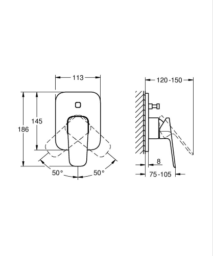 Grohe Cubeo Ankastre Banyo Duş Bataryası Krom – 1017760000 - Thumbnail