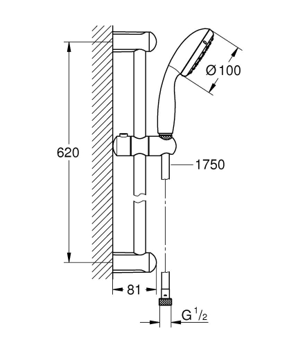 Grohe Duş Seti 1 Akışlı Tempesta Krom - 27853001 - Thumbnail