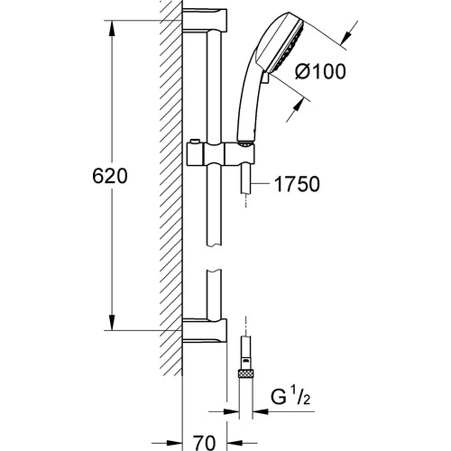Grohe Duş Seti 3 Akışlı Tempesta Krom - 27579002 - Thumbnail