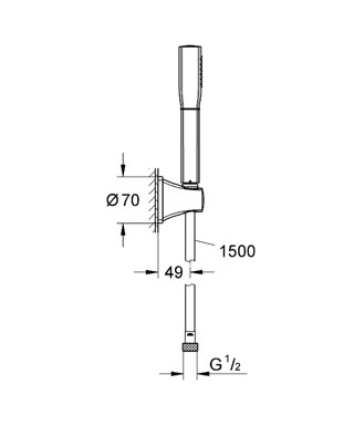 Grohe El Duş Seti Duvar Askılı Grandera Krom/Altın - 27993IG0 - 3