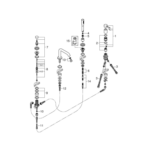 Grohe Essence Dört Delikli Küvet Bataryası Brushed Cool Sunrise - 19578GN1 - Thumbnail