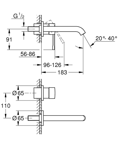 Grohe Essence İki Delikli Lavabo Bataryası M Boyut Hard Graphite - 29192A01 - 2