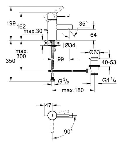 Grohe Lavabo Bataryası Essence S-Boyut Krom - 2336800E - Thumbnail