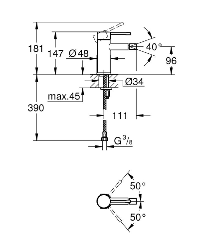 Grohe Essence New Tek Kumandalı Bide Bataryası S-Boyut Mat Siyah - 24395KF1 - 4