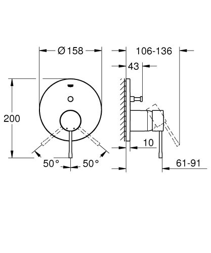 Grohe Essence Ankastre Banyo Duş Bataryası 2 çıkışlı divertörlü- 24058001 - Thumbnail