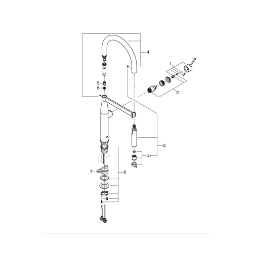 Grohe Essence Tek Kumandalı Eviye Bataryası Brushed Cool Sunrise - 30294GN0 - Thumbnail