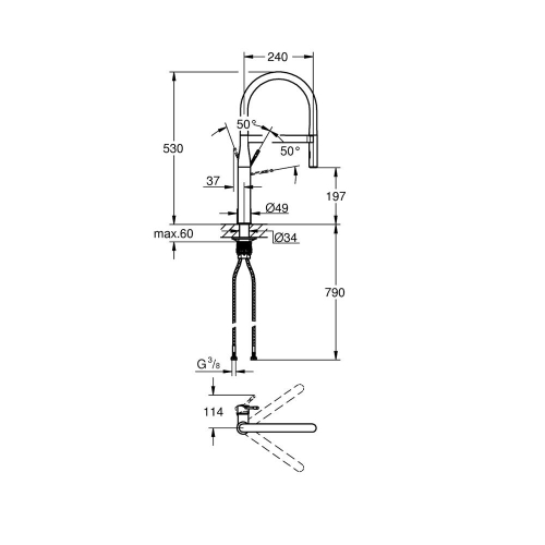 Grohe Essence Tek Kumandalı Eviye Bataryası Brushed Cool Sunrise - 30294GN0 - Thumbnail